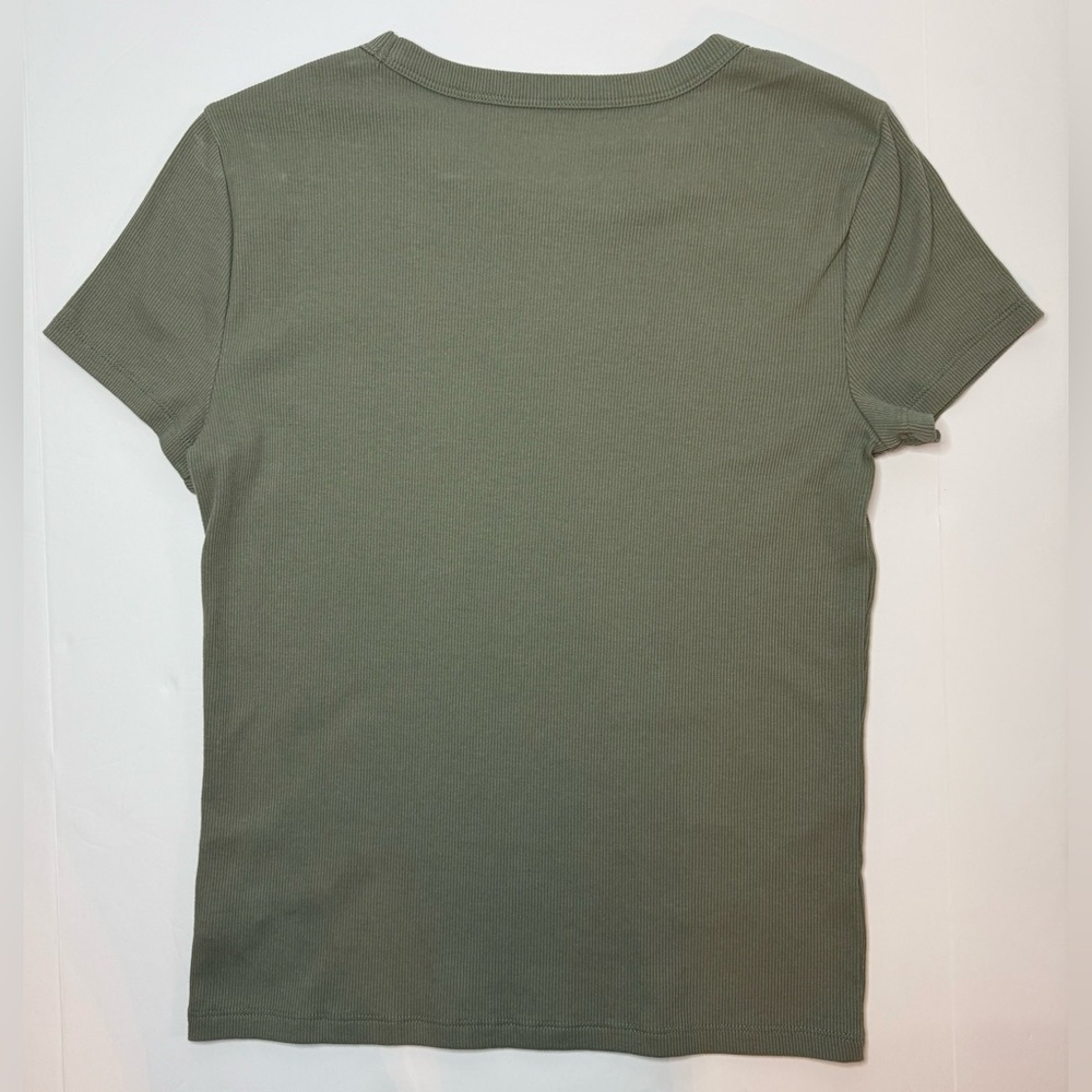 GAP Ribbed Crewneck T-Shirt Mesculine Green Short Sleeves Size S - Picture 2 of 11